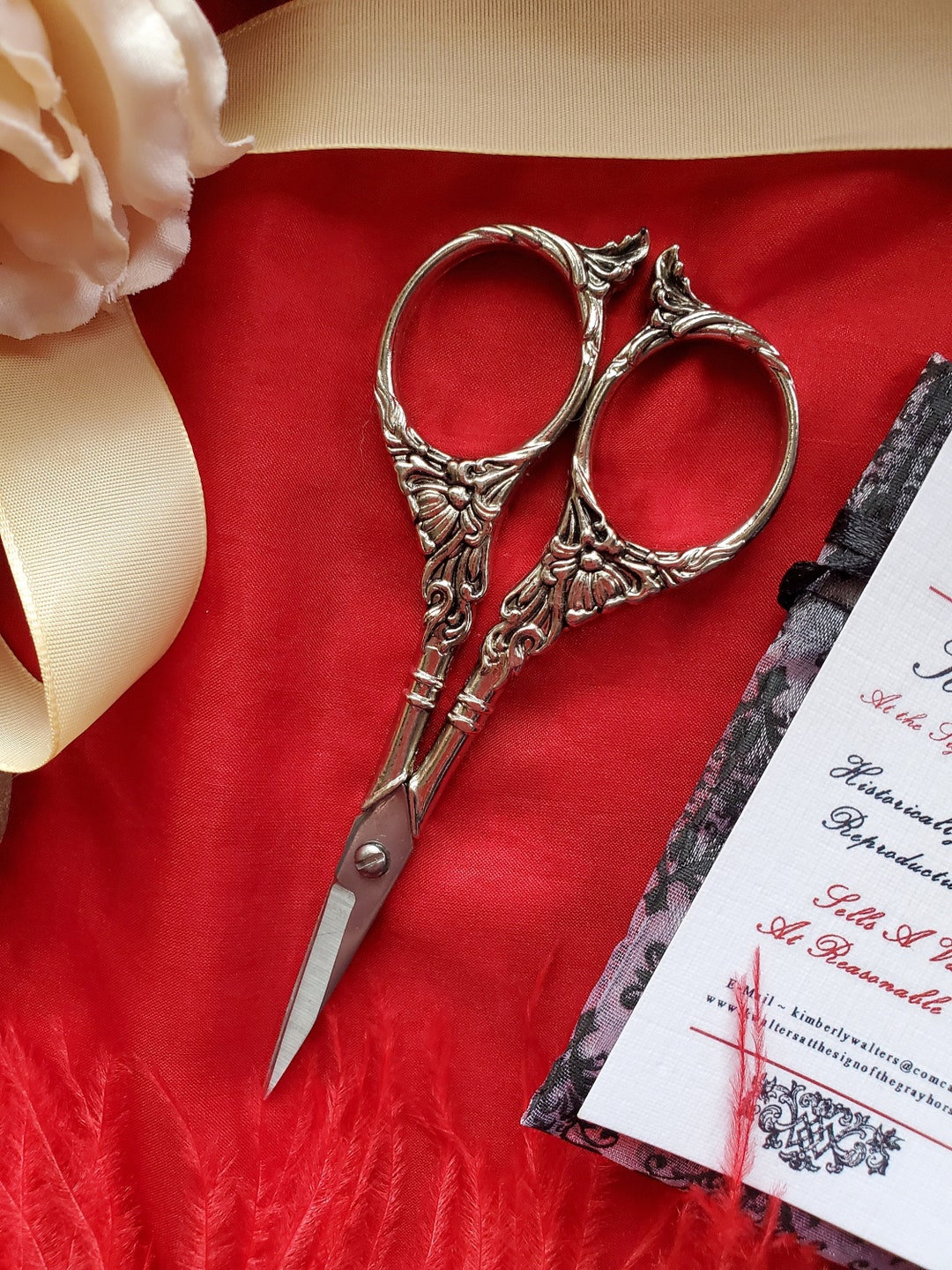 S-0004 - Art Deco William Morris Style Steel Scissors - Needlework ...