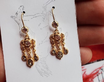 E-0248C - Tiny Rococo Chandelier Girandole - Georgian Earrings, Jane Austen Earrings, Regency Earrings, Victorian Earrings