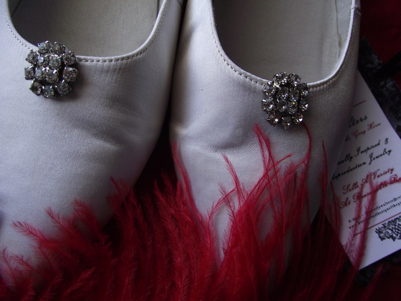 Vintage Silver Rhinestone Shoe Clips SB-0014