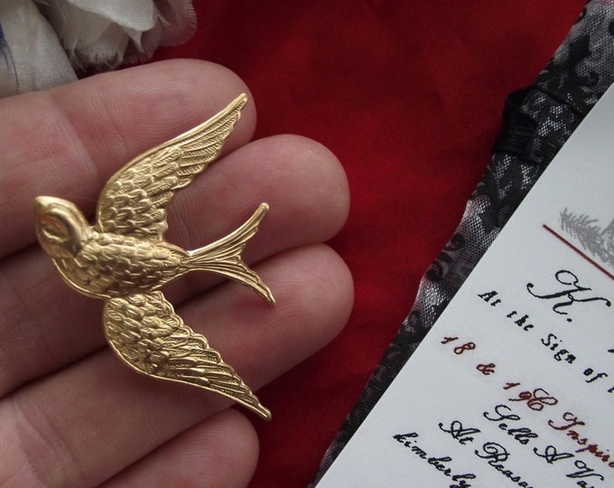 BR-0066 - Dove Brooch - Dove of Peace, Martha Washington, Brass Dove Brooch, Georgian Brooch, Regency Brooch, Bird, Bird Brooch