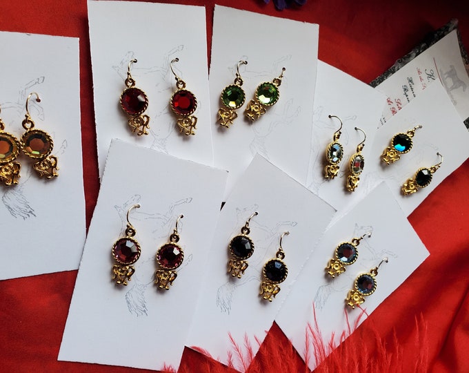 E-0566 - Vintage Baroque Swarovski Crystal Drops - Renaissance Earrings, Civil War Earrings, Reenactor, Renaissance Drops