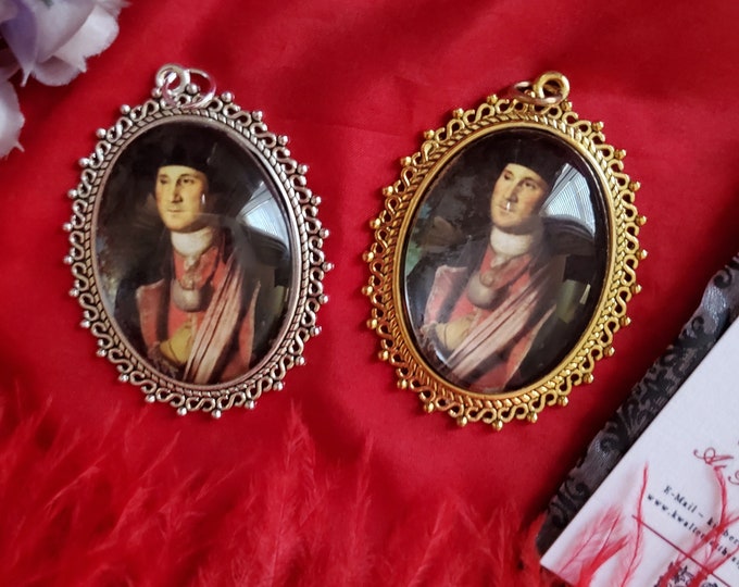 L-0007C - Miniature Pendant 1770-1780, Memento Mori Jewelry, Remembrance, Mourning, Miniature Portrait, Historically Inspired Jewelry