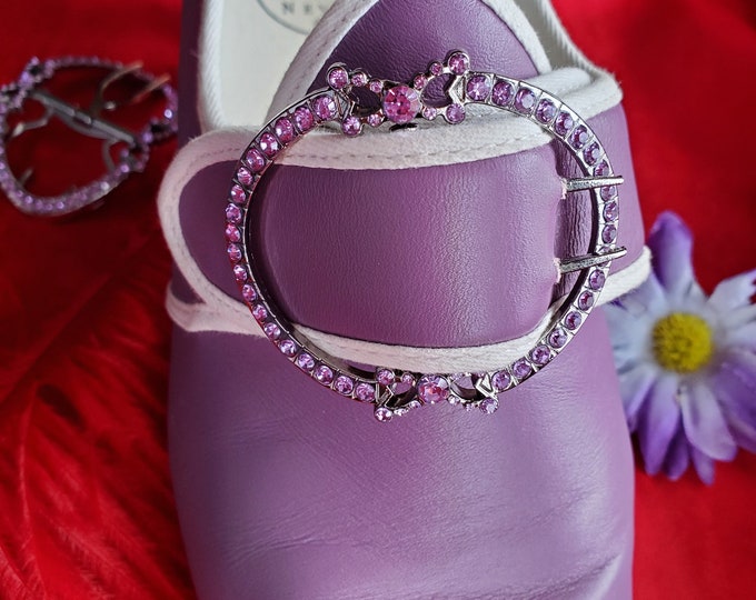 SB-0016LL - The Charlotte Light Lavender/Violet Paste 18th Century Reproduction Shoe Buckle - Georgian Shoe Buckle - EXCLUSIVE Purple