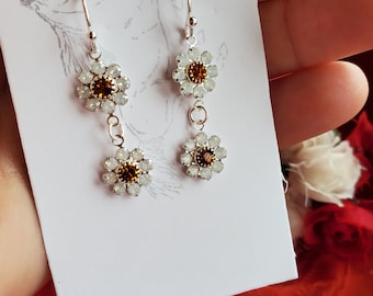E-0525 - Sterling Silver or Gold Filled Leverback with Swarovski Crystal Flower Drops