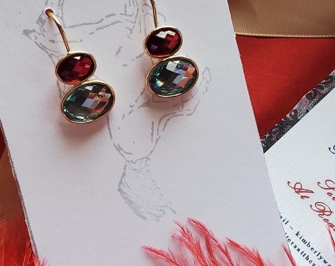 E-0005 - Garnet and Sapphire Double-Drop Earrings