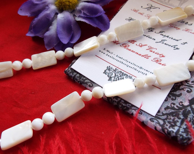 N-0058M - Mother of Pearl Necklace,  Regency Necklace, Georgian Necklace, Victorian Necklace, Civil War Necklace