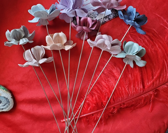 HA-0115 - Felt Flower Hat Pin - 7-1/2 inch, 16 gauge Decorated Hat Pin