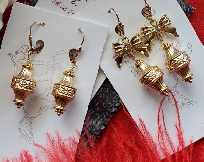 E-0339H - Neoclassical Urn Earrings - Regency, Neoclassical, Classical, Federalist, Civil War, Lafayette, Napoleon, Josephine