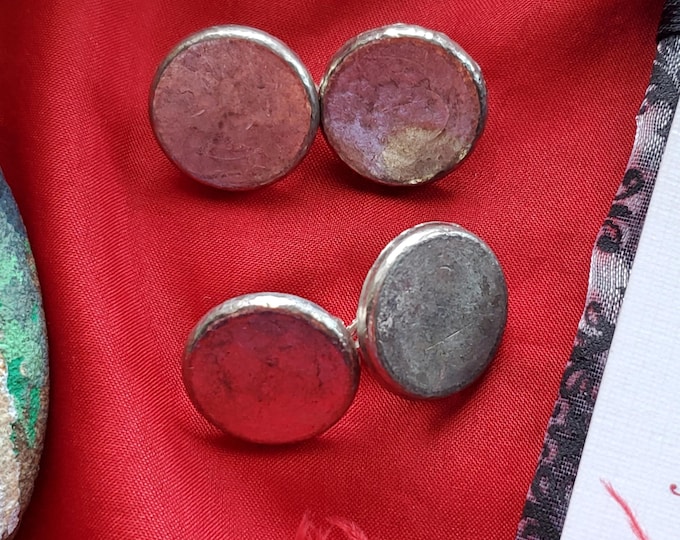 SL-0028 - Silver Plain Pewter Button Sleeve Links - 5/8 inch, Cuff Links, Sleeve Buttons, Buttons, Military Soldier Cuff Links