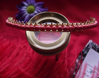 T-0020COR - Red Coral Tiara, Swarovski Crystal, Georgian Tiara, Regency Coronet, Princess Josephine Tiara