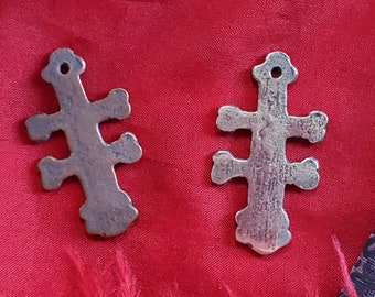 PE-0006A - Small Trade Cross - Charm, Pendant, Rosary, Chaplet, Double Bar Cross of Lorraine