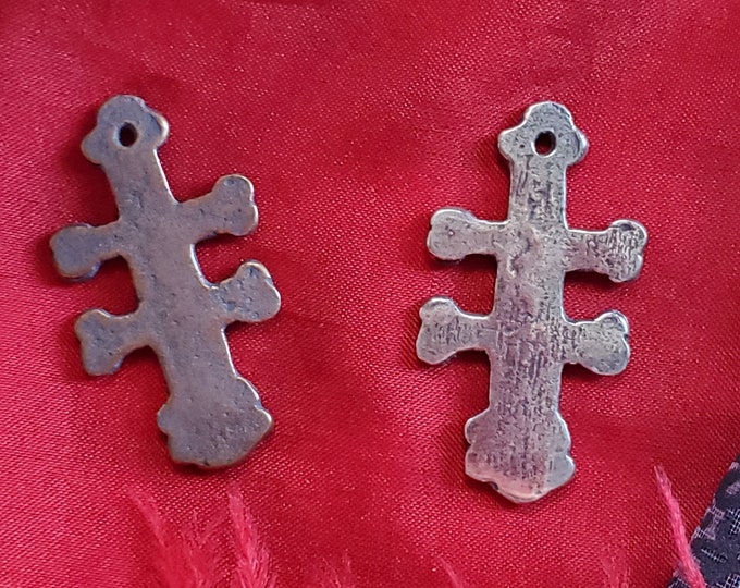 PE-0006A - Small Trade Cross - Charm, Pendant, Rosary, Chaplet, Double Bar Cross of Lorraine