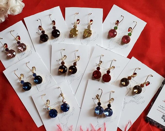 E-0570 - Antoinette Earrings - Swarovski Crystal Georgian Earrings, Pearl Earrings, Clear