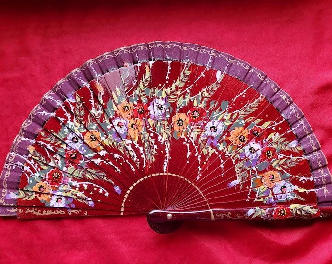 F-0004 - Wooden Hand Painted Hand Fan - Georgian Fan, Regency Fan, Victorian Fan,  Historically Inspired 18th Century Fan, Pocket Fan