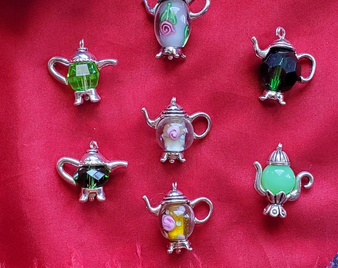 PE-0106 - Tea Pot Pendant - Tea, Green, Tea Pot, Black Tea, Charm, Pendant, Trinket, Trifle
