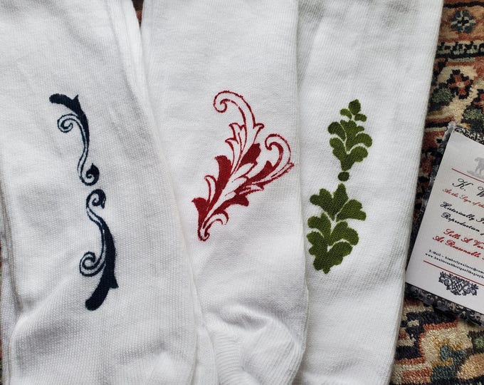 ST-0001 - Hand Painted Cotton Stockings - Reenactor, Living History, Costuming