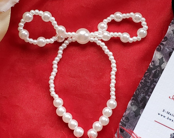 HA-0020 - Glass Pearl Bow Hair Decoration