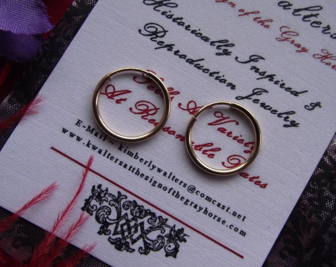 E-0002 - 14kt Gold, Gold-Filled, Sterling Silver or Vintage Brass Hoop - Follower Earrings, Working Class Earrings, Hoop, 18th Century Hoops