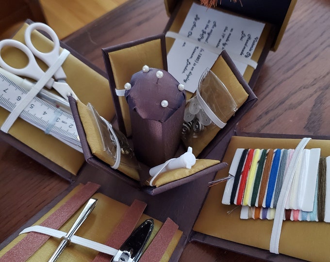 PE-0098KIT -Vintage Victorian Reproduction Sewing Box or Etui - Sewing Kit, Sewing, Sewing Item, Sewing Box, Housewife, Hussif