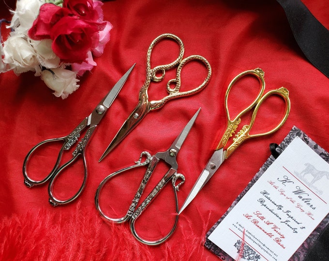 S-0001 - Scissors - Needlework, Embroidery, Crewel, Quilting, Sewing, Cross Stitch, Sew, Snake Scissors, Swan Scissors, Floral Scissors
