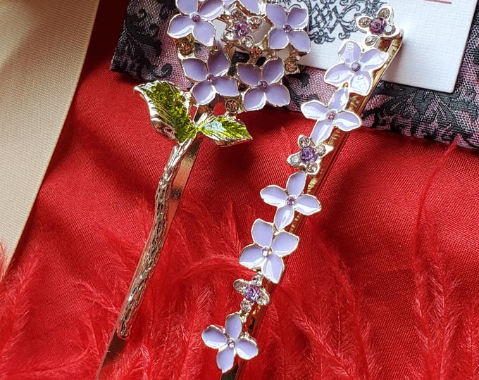 HA-0003/HA-0003A - Lilac Cluster Barrettes - Purple, Lavender, Lilac