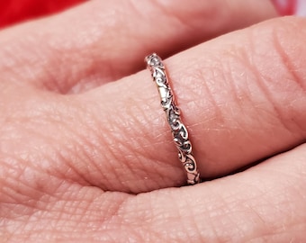 R-0007 - Sterling Silver Antiqued Style Skinny Posey Ring - Regency Posey Ring, Georgian Posey Ring, Elizabethan Posey Ring