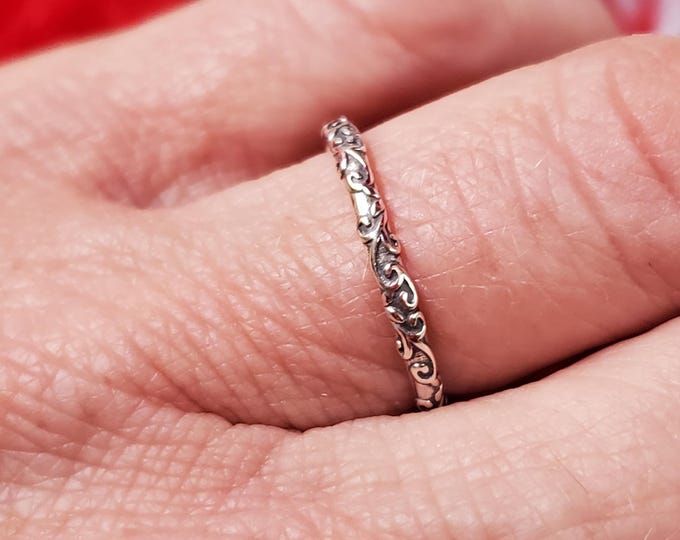 R-0007 - Sterling Silver Antiqued Style Skinny Posey Ring - Regency Posey Ring, Georgian Posey Ring, Elizabethan Posey Ring