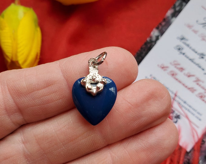 PE-0021C - Blue Heart - Charm, Pendant, French Charm, Unique Heart, Be My Heart, Blue