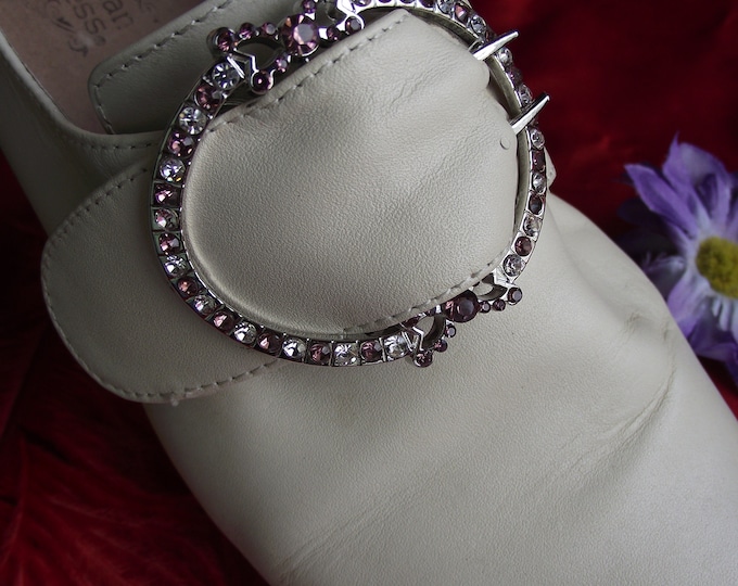 SB-0016L - The Charlotte Light Lavender/Clear Paste 18th Century Reproduction Shoe Buckle - Georgian Shoe Buckle - EXCLUSIVE Purple