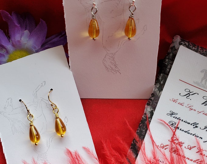 E-0201S - Czech Teardrop Glass - Reenactor Earrings, Campfollower Earrings