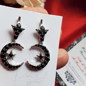 E-0460 - Pendientes de luto Luna y Estrellas