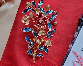 BR-0153 - Georgian Floral Brooch - Hair Spring, Brooch, Hat Brooch, Scarf Brooch