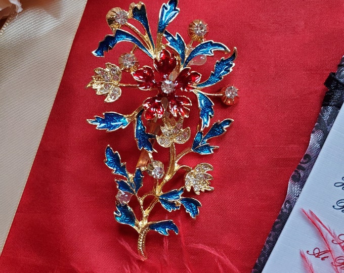 BR-0153 - Georgian Floral Brooch - Hair Spring, Brooch, Hat Brooch, Scarf Brooch