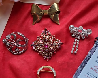 ピアス　No.5234 BR-0072 - Vintage Rhinestone Brooches, 18th Century Shirt or
