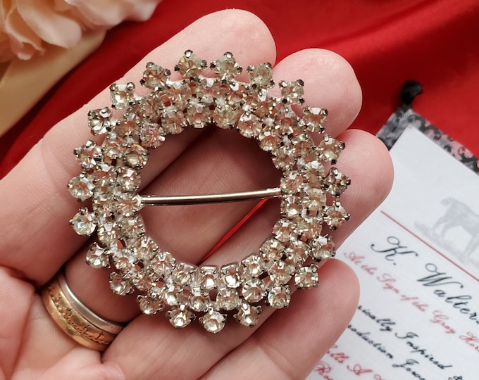 SB-0013 - Vintage Rhinestone Slide Buckle - Clear Rhinestone