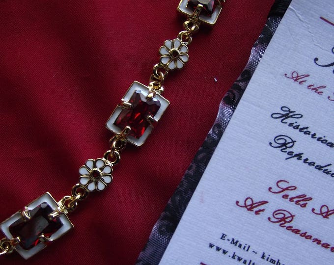 S-0025G - Cheapside Hoard Elizabethean Enameled Garnet CZ Necklace and Earrings - 17th Century, Museum of London, Museum Reproductions