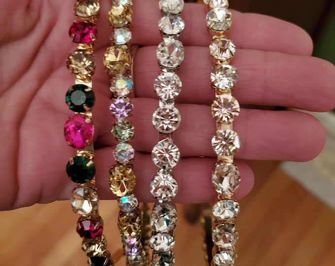 HA-0054 - Rhinestone Regency Headband, Regency Coronet, Princess Josephine Tiara, Downton Abbey Inspired, Rainbow Headband