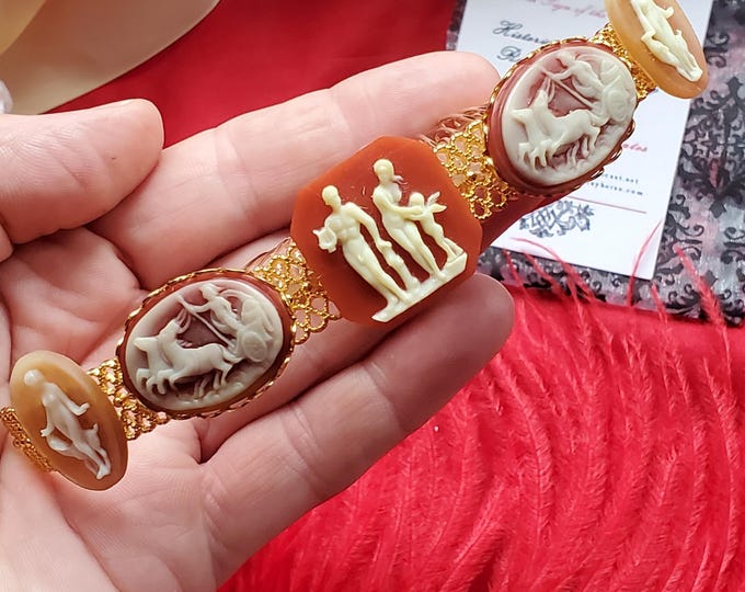 HA-0091 - Carnelian Cameo Tiara - Diadem, Regency, Federalist, Wedding, Prom