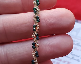 HA-0111 - Green and White Crystal Minimalist Headband