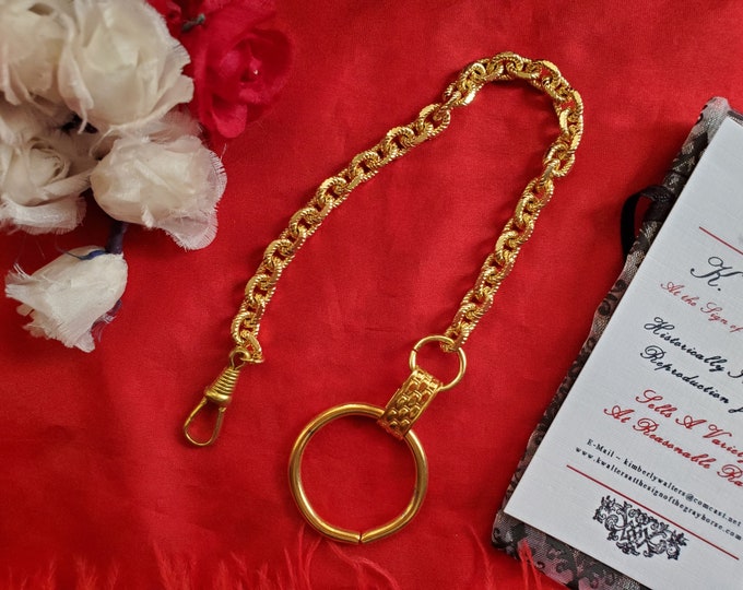 WC-0001R - Vintage Style Watch Chain - Brass Chain, Men's Watch Chain, Reproduction 18th Century Watch Chain