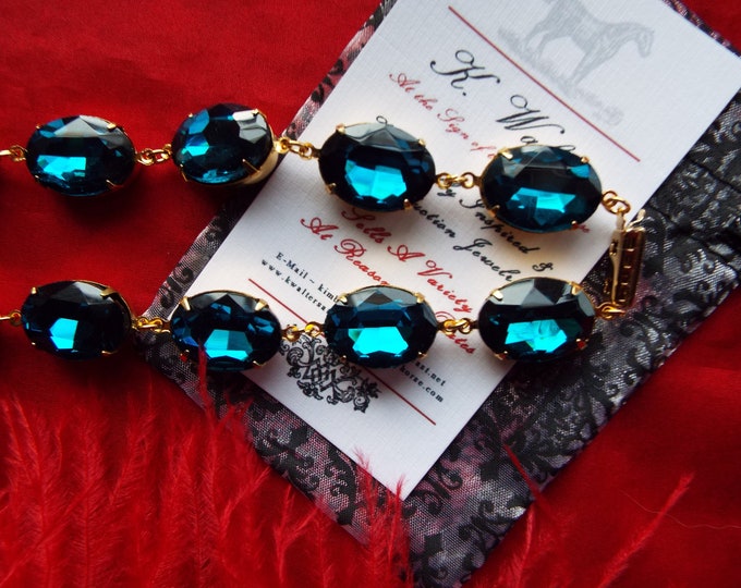 N-0043G - 18th Century Collet Necklace - Jewelry Oval Foiled Paste Georgian