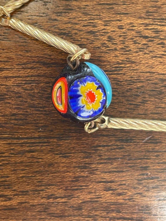 Murano Glass Bead Vintage Necklace on Cylinder Li… - image 5