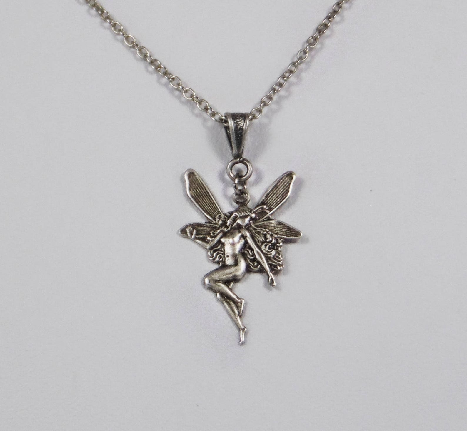 Sterling Silver Plated Victorian Fairy Pendant on Delicate Etsy