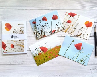 Cartes de vœux de fleurs de pavot, pack multiple de cartes vierges