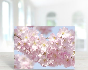 Pink Blossom Flowers Greeting Card, Photo notelet