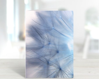 Dandelion Greeting Card, Blue Flower Notelet