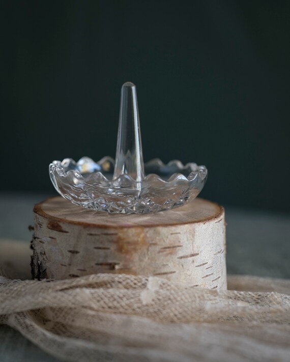 Vintage Crystal Ring Dish | Vanity | Ring Holder … - image 8