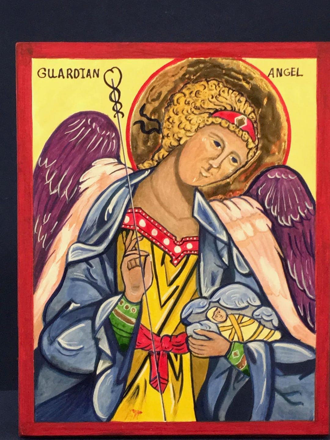 Angel - ICON CARD- Blue Robe - Etsy