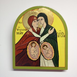 Nawiedzenie Elżbiety przez Maryję - karta z ikoną ZŁOCONĄ