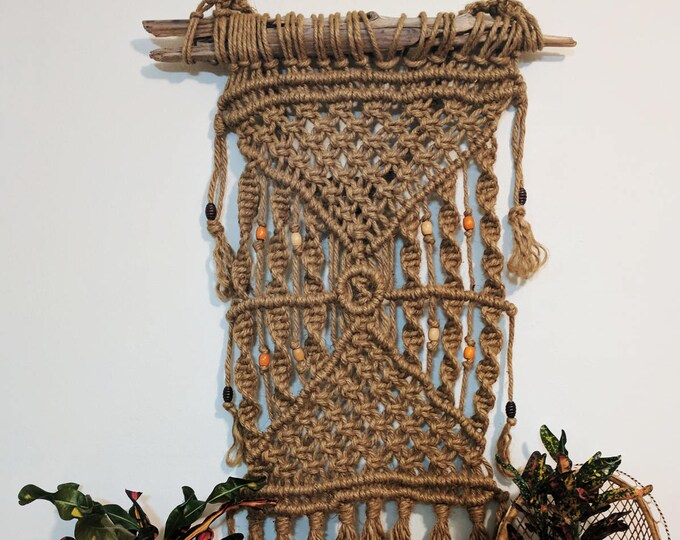 Vintage Jute Macrame Wall Hanging, Vintage Macrame, Halloween Wall